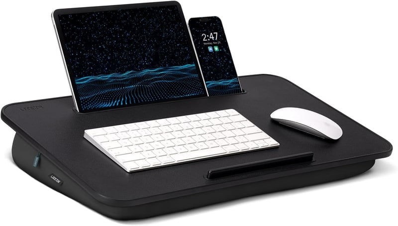 Portable Laptop Lap Desk with Washable Cushion & Phone Holder