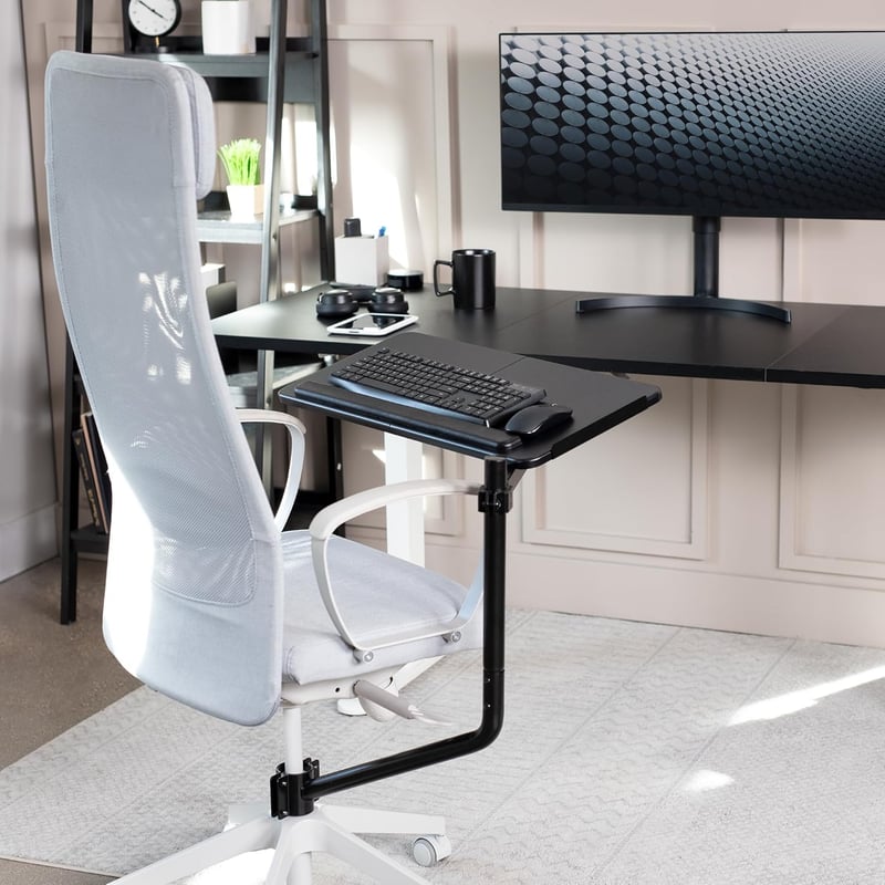 Ergonomic Keyboard and Mouse Tray with 360° Rotation, Black