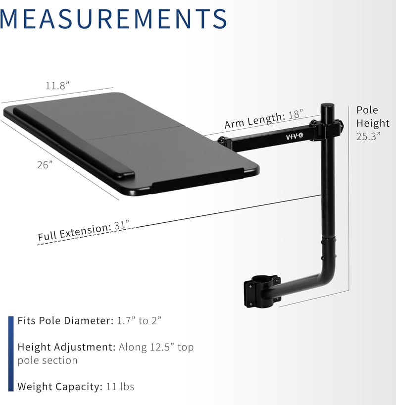 Ergonomic Keyboard and Mouse Tray with 360° Rotation, Black