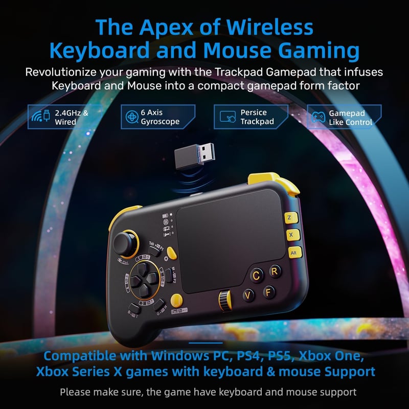 Wireless Gaming Touchpad Controller for Xbox & PS5 - Black