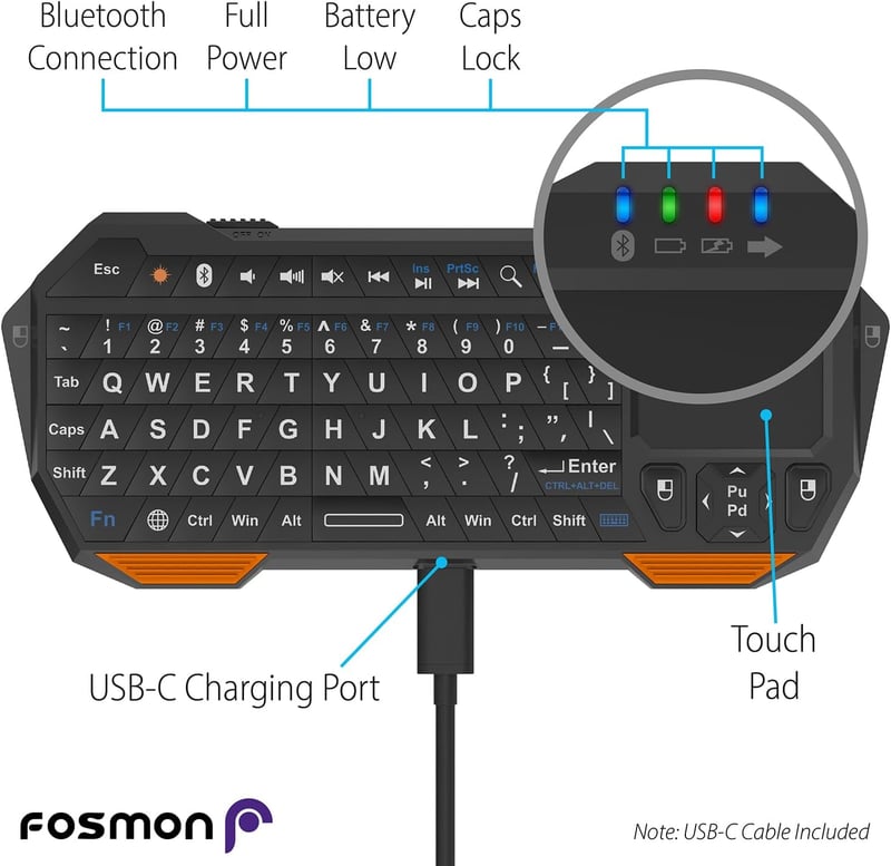 Wireless Mini Bluetooth Keyboard with Touchpad for Apple TV & PS5
