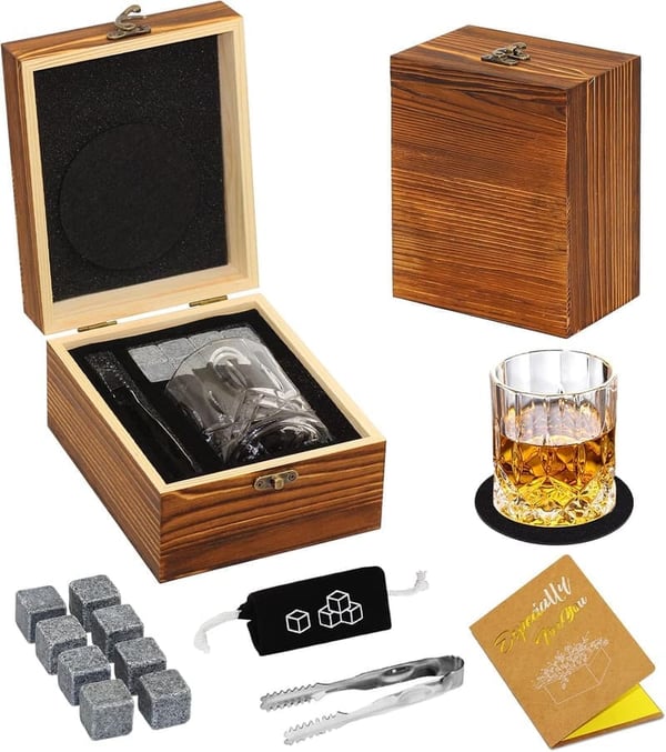 Whiskey Glass & Natural Stone Set for Whiskey Lovers