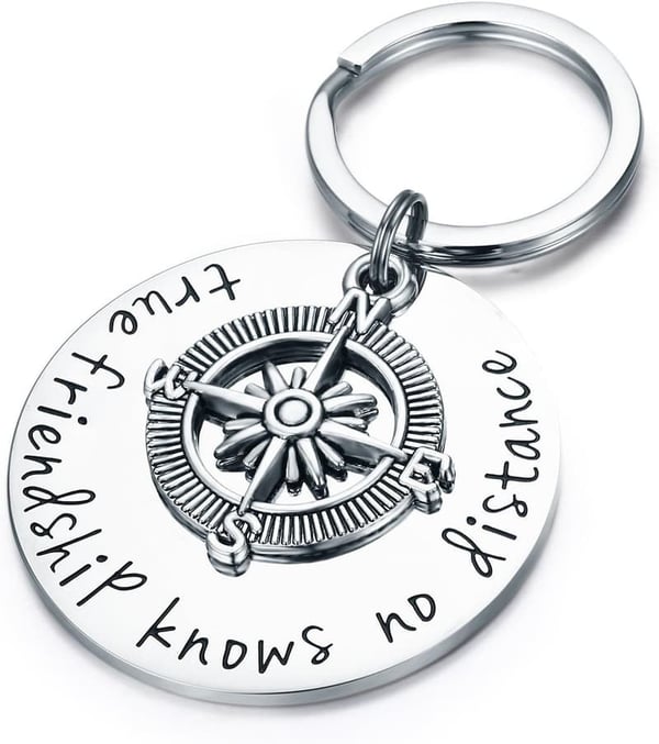 Long Distance Friendship Compass Keychain Gift