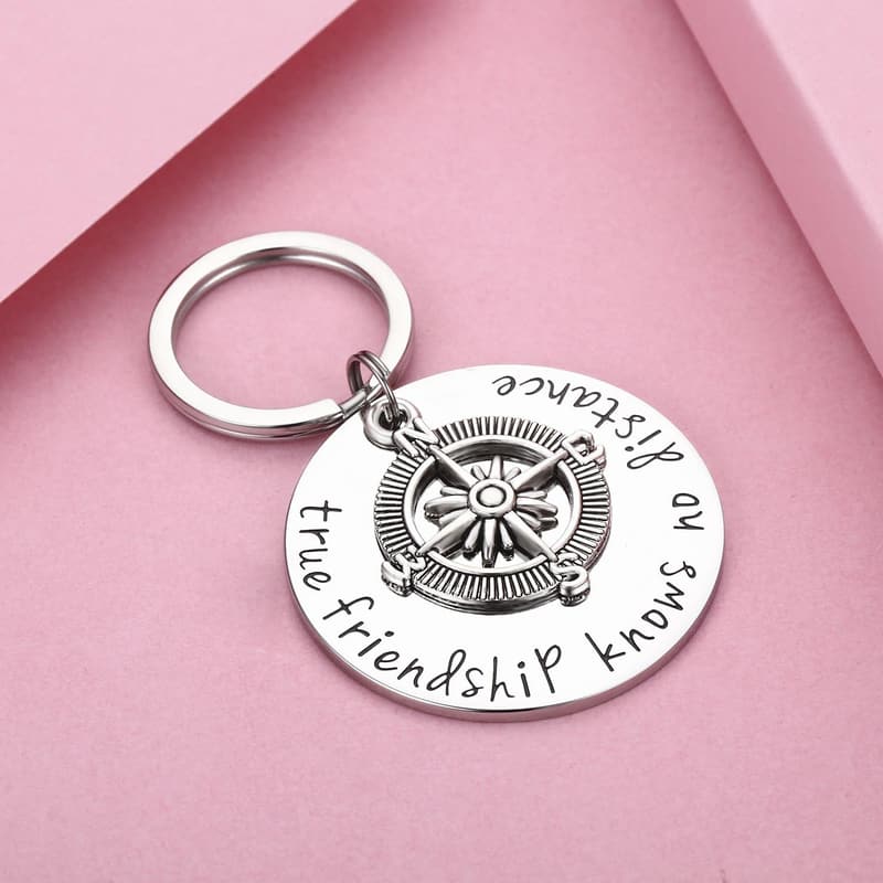 Long Distance Friendship Compass Keychain Gift