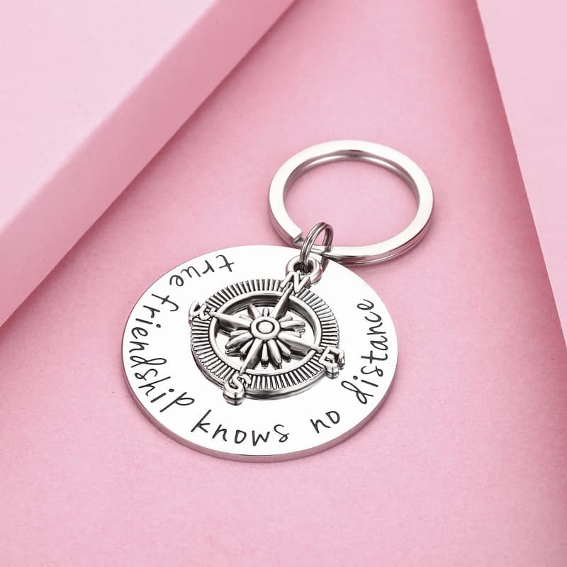 Long Distance Friendship Compass Keychain Gift