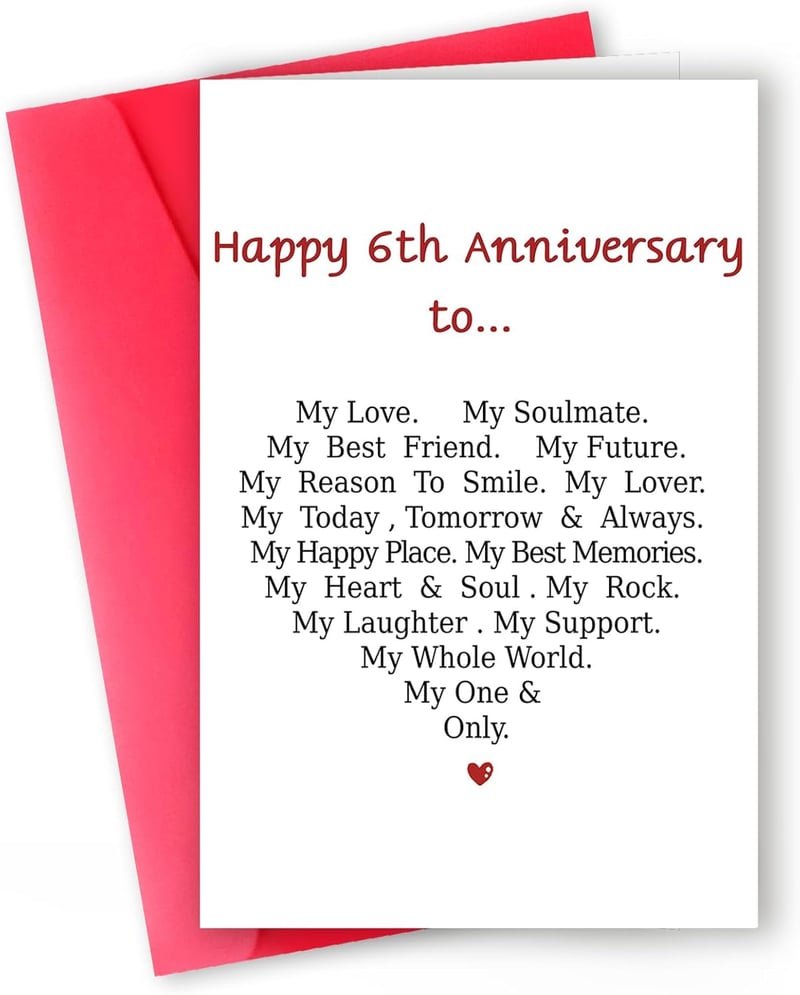 6th Anniversary Card for Couples - Humorous & Sweet Design