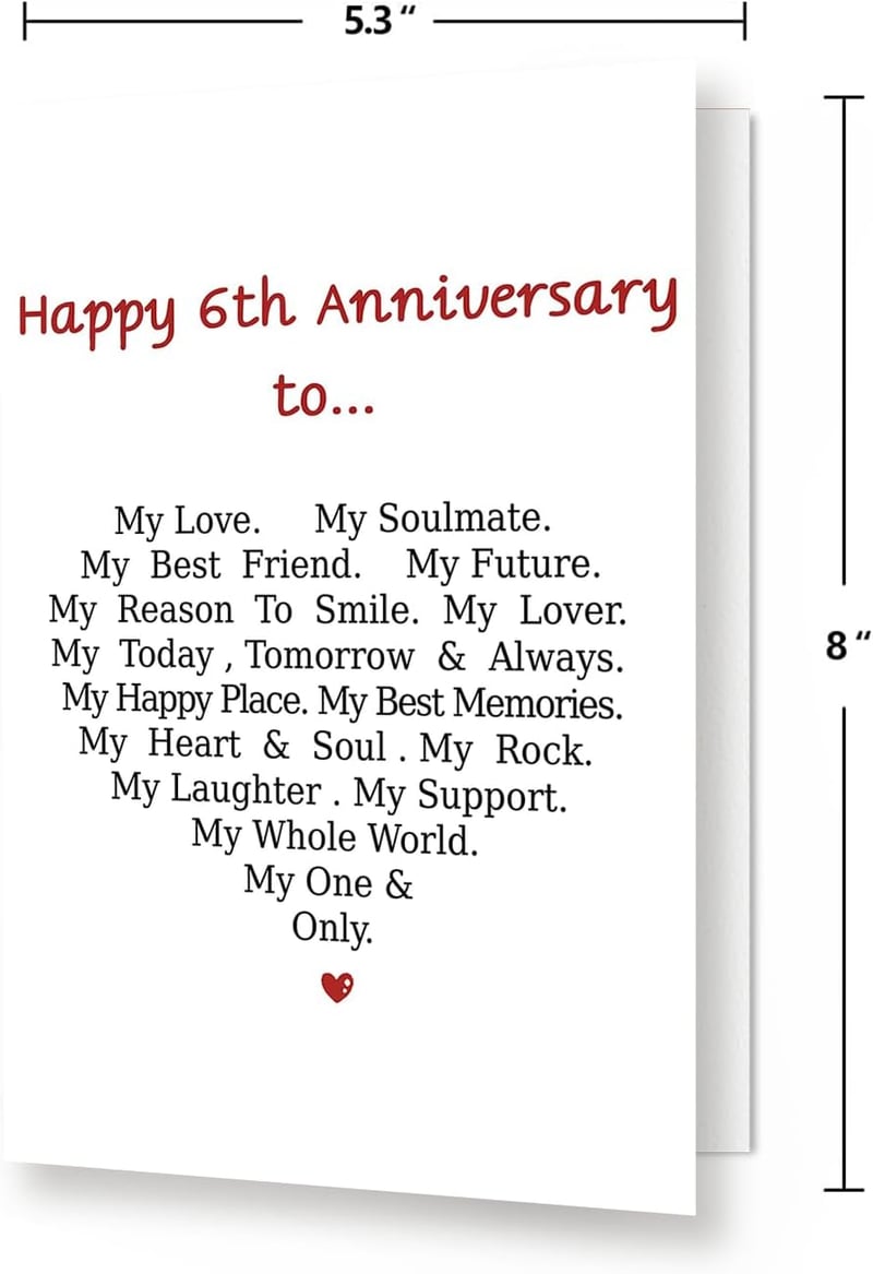 6th Anniversary Card for Couples - Humorous & Sweet Design