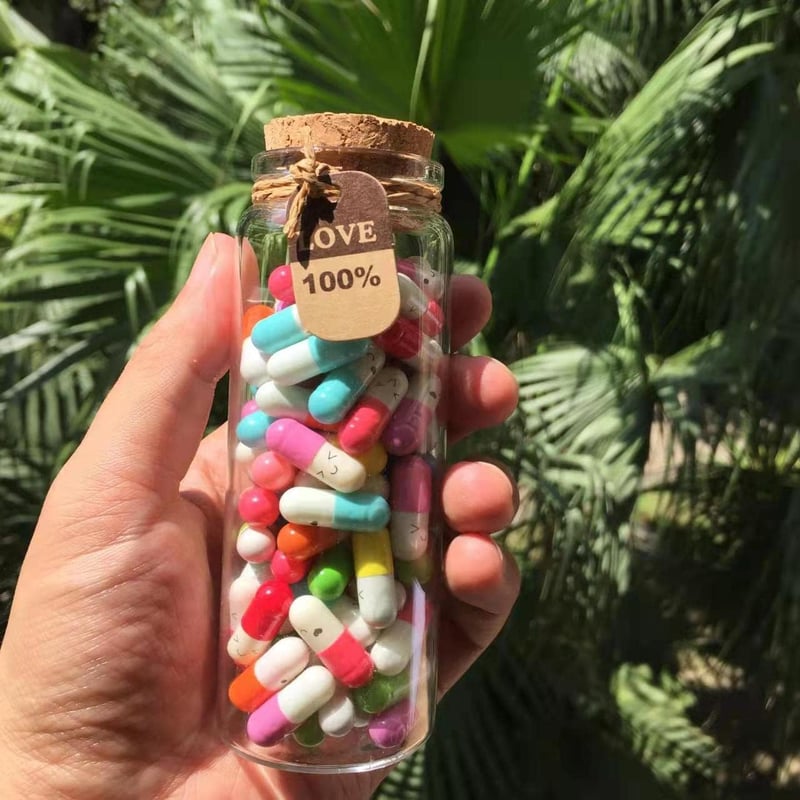 Valentine's Day Capsule Notes in Glass Bottle for Couples