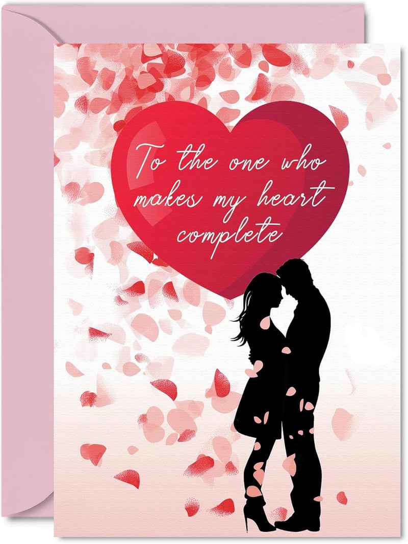 Anniversary Love Card with Heart Floral Petals - A5