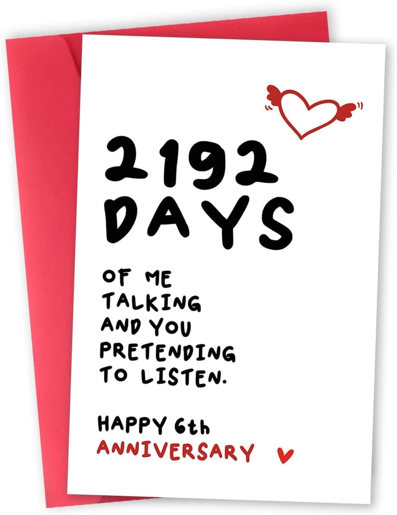 6th Anniversary Card for Couples – Funny & Unique Design