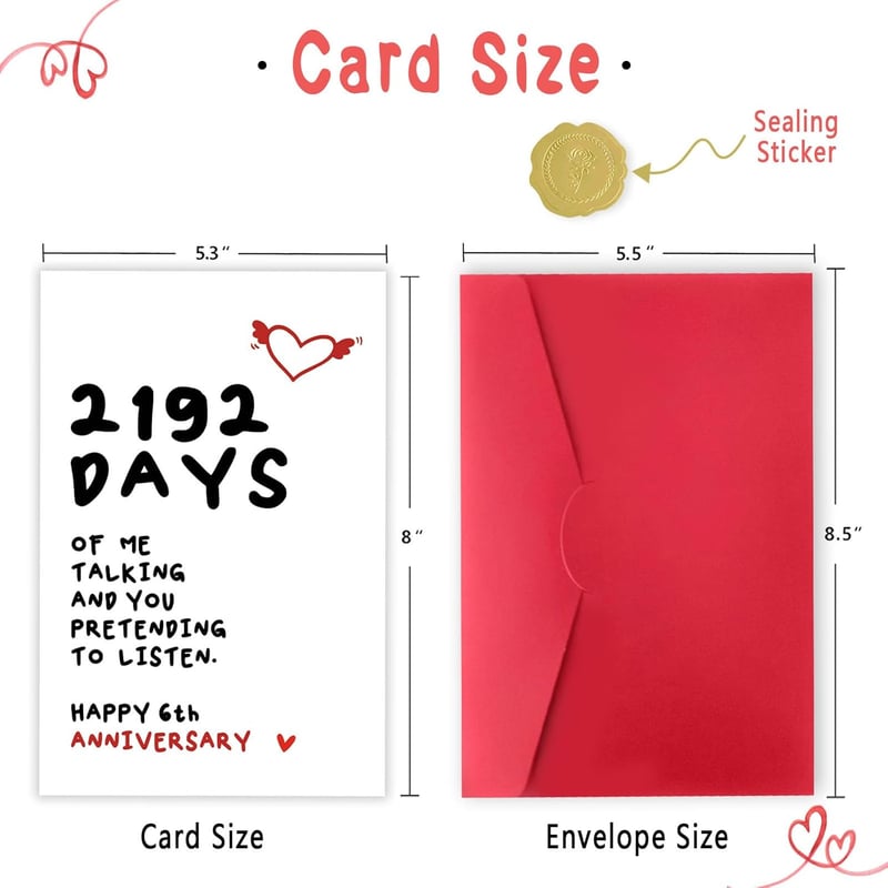 6th Anniversary Card for Couples – Funny & Unique Design