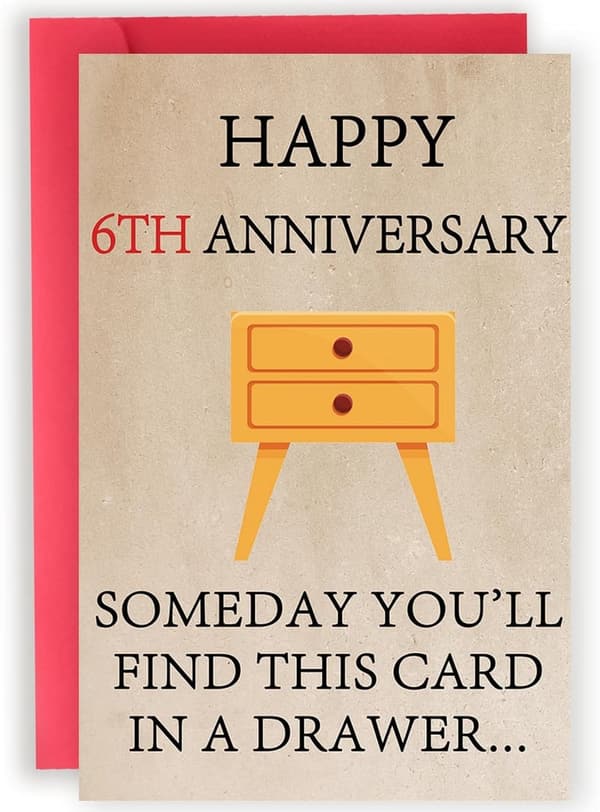 6th Anniversary Funny Card for Couples