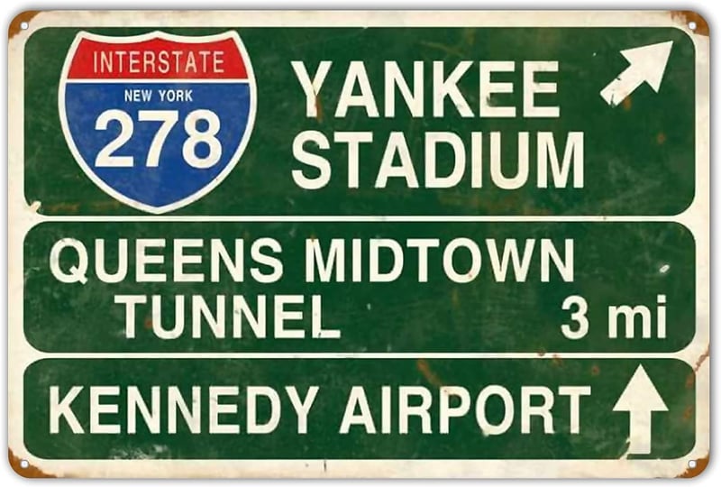 Queens Midtown Tunnel Retro Metal Sign for Man Cave 12x8 Inches