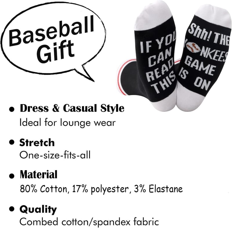 Baseball Game Day Socks - Gift for Coaches & Players (2 Pairs)