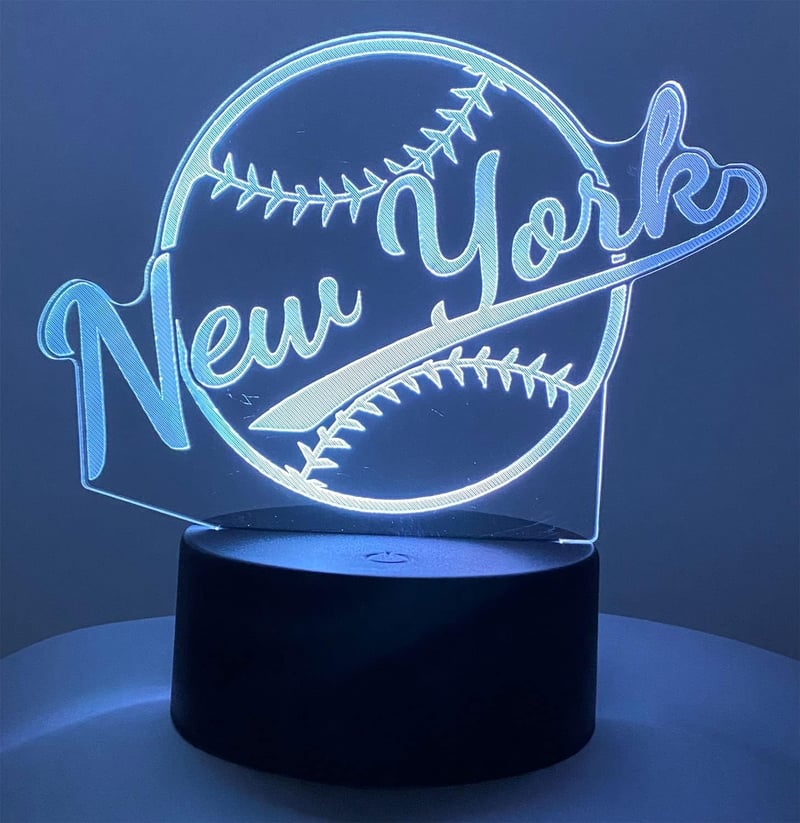 New York Baseball 3D Illusion Lamp with Remote & 16 Colors