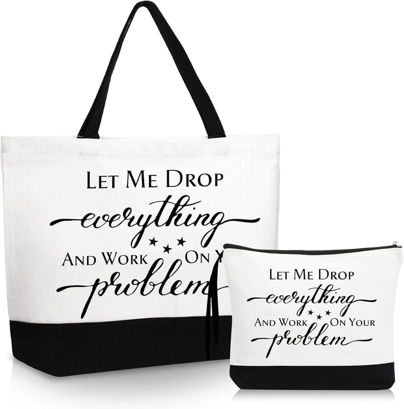 Funny Coworker Appreciation Tote Bag with Makeup Bag