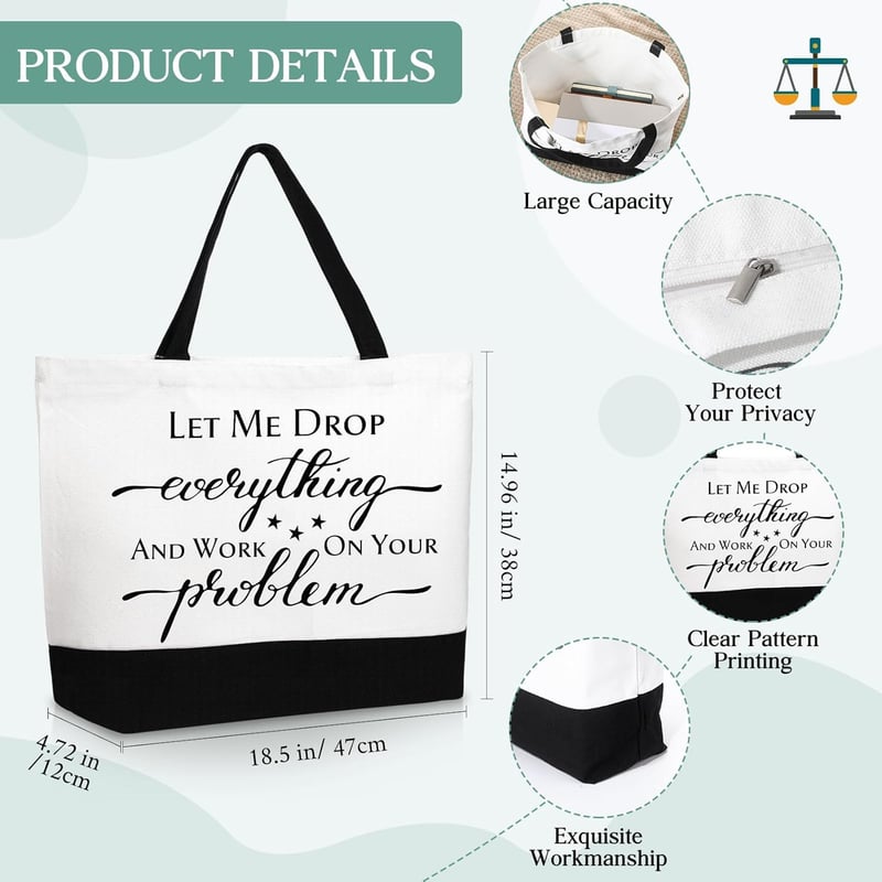 Funny Coworker Appreciation Tote Bag with Makeup Bag