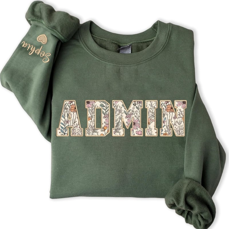 Personalized Floral Applique Sweatshirt for Administrative Professionals