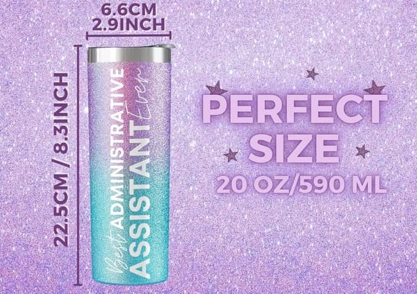 Administrative Professionals Day Glitter Tumbler for Women - 20 oz