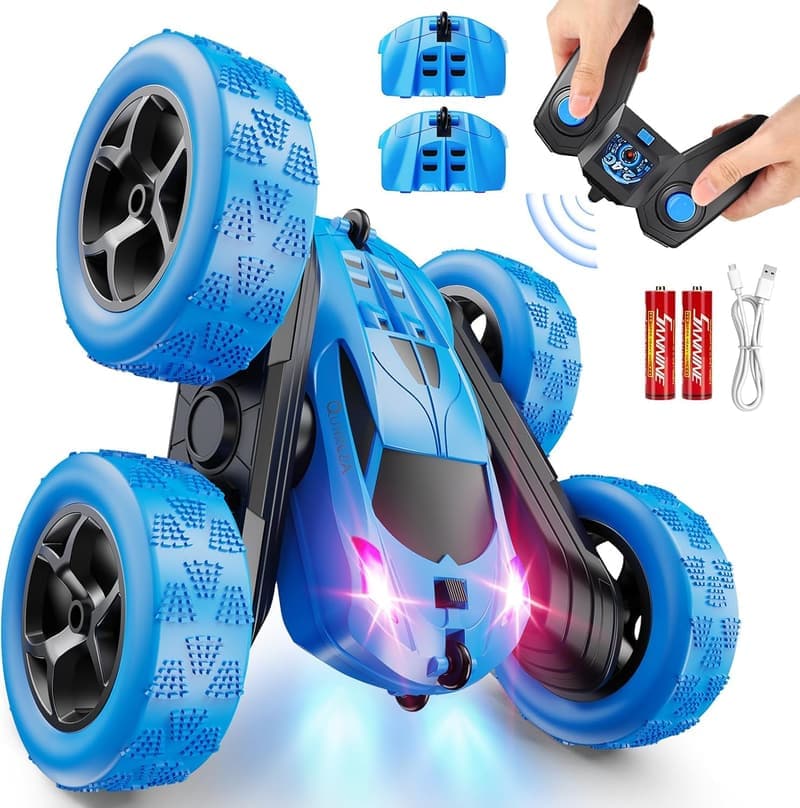 Remote Control Stunt Car for Kids, 360° Flips & LED Lights