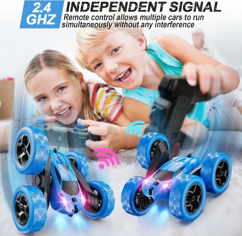 Remote Control Stunt Car for Kids, 360° Flips & LED Lights