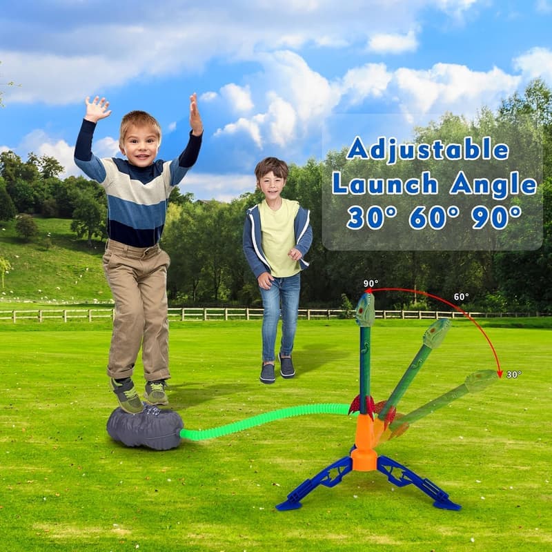 Dinosaur Rocket Launcher Toy - Launches 100 Ft, 4 Rockets