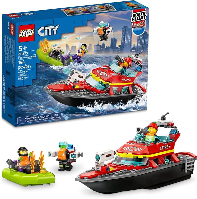 LEGO City Fire Rescue Boat Set with Jetpack & 3 Minifigures