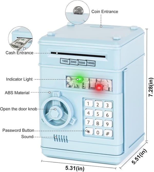 Kids Electronic Piggy Bank ATM Money Saving Box Toy