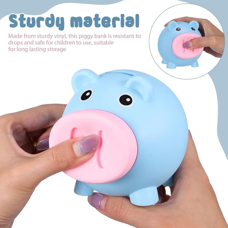 Cute Piggy Bank for Kids – Unbreakable Plastic Coin Saver
