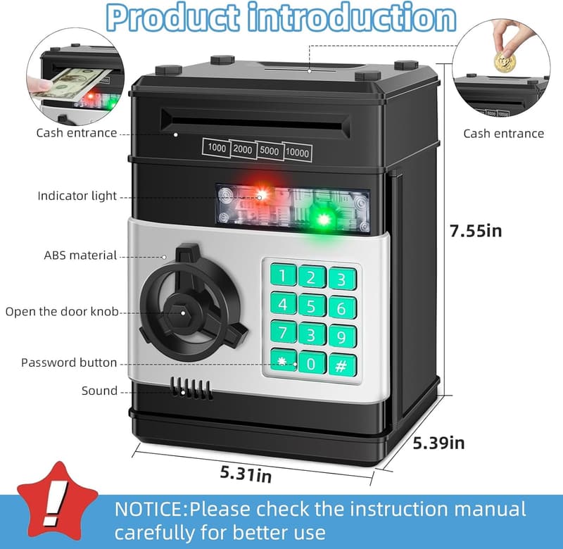 Electronic Cash Coin Piggy Bank for Kids Ages 6-13