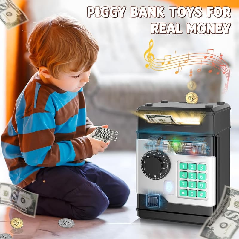 Automatic Electronic Piggy Bank with Password & Fingerprint Unlocking for Kids
