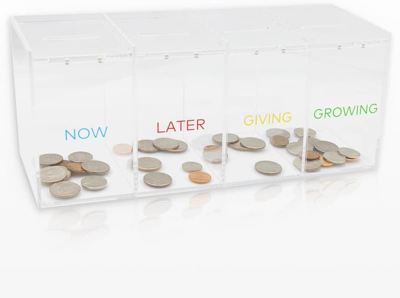 Acrylic Kids Piggy Bank – 4-Section Save, Spend, Share Design