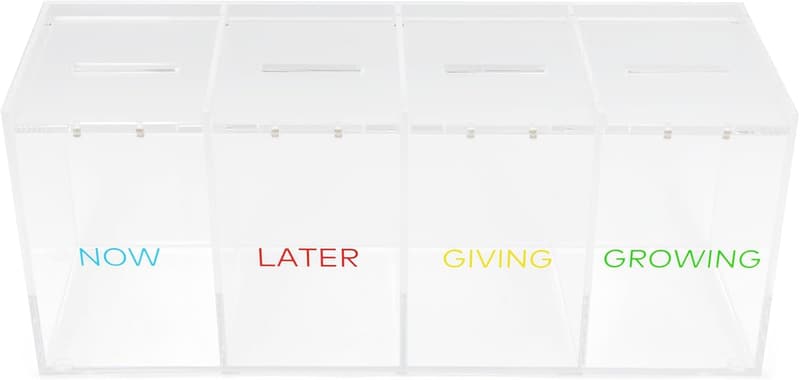 Acrylic Kids Piggy Bank – 4-Section Save, Spend, Share Design