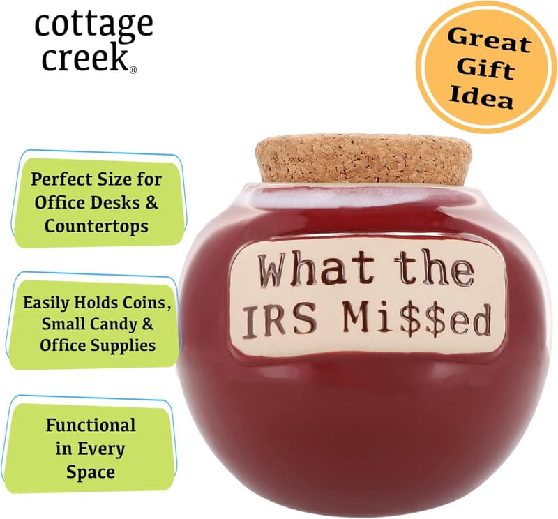 Retirement Gift: Funny IRS Missed Piggy Bank Candy Jar