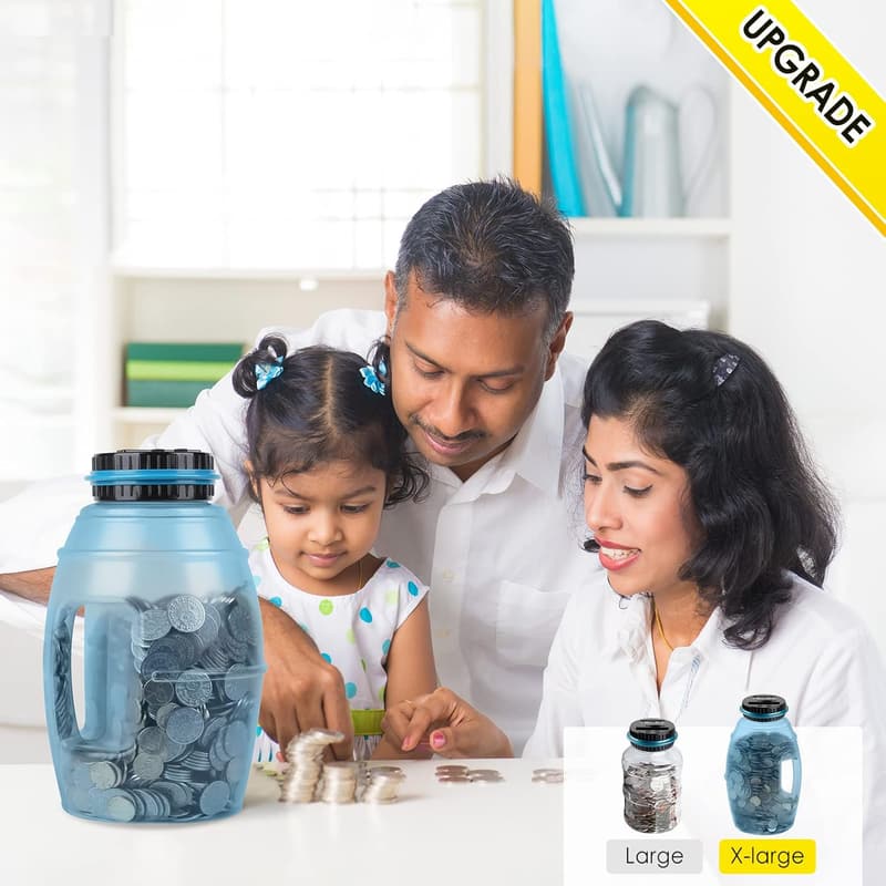 Digital Counting Piggy Bank for Adults - 2.8L Capacity (Blue)