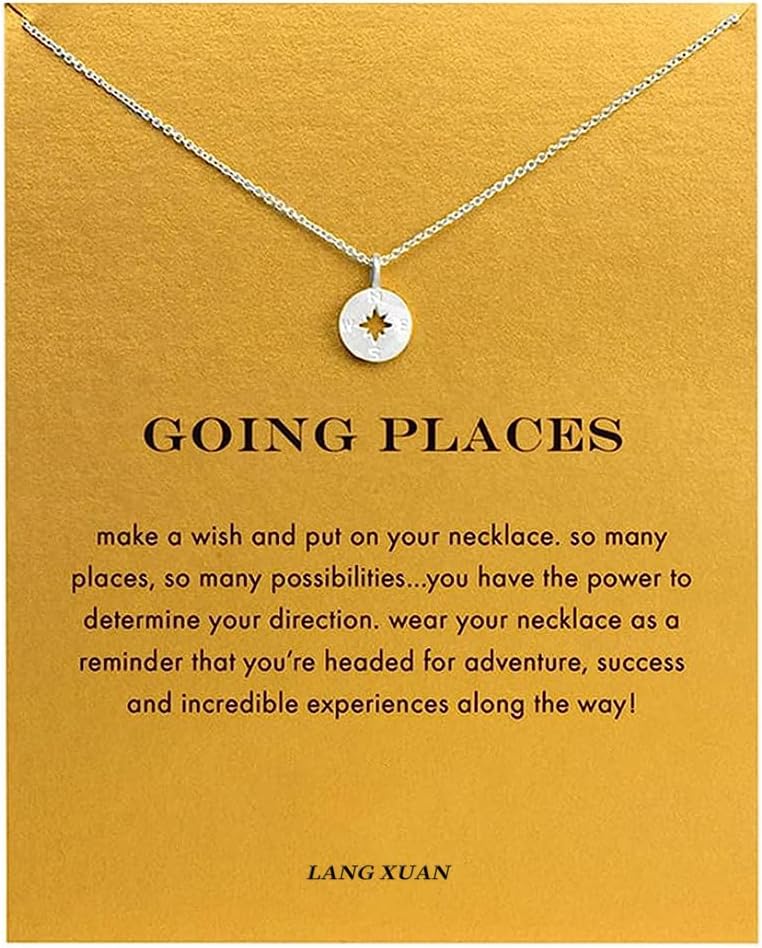 Good Luck Butterfly Compass Necklace with Gift Card for Women