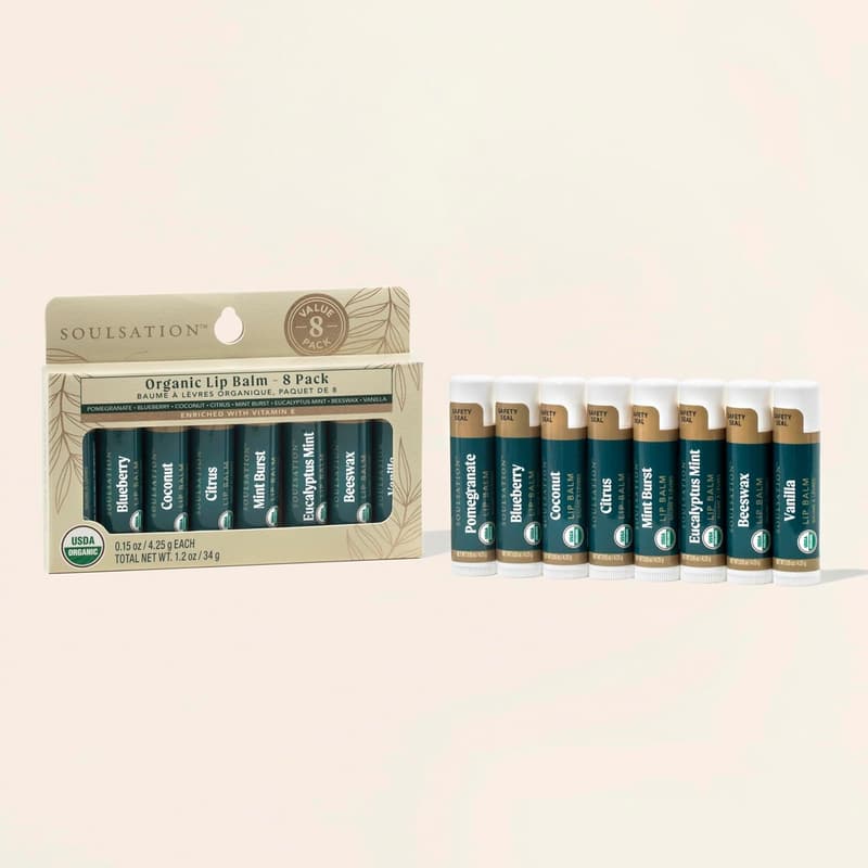 Moisturizing Organic Lip Balm Set - 8 Flavors for All