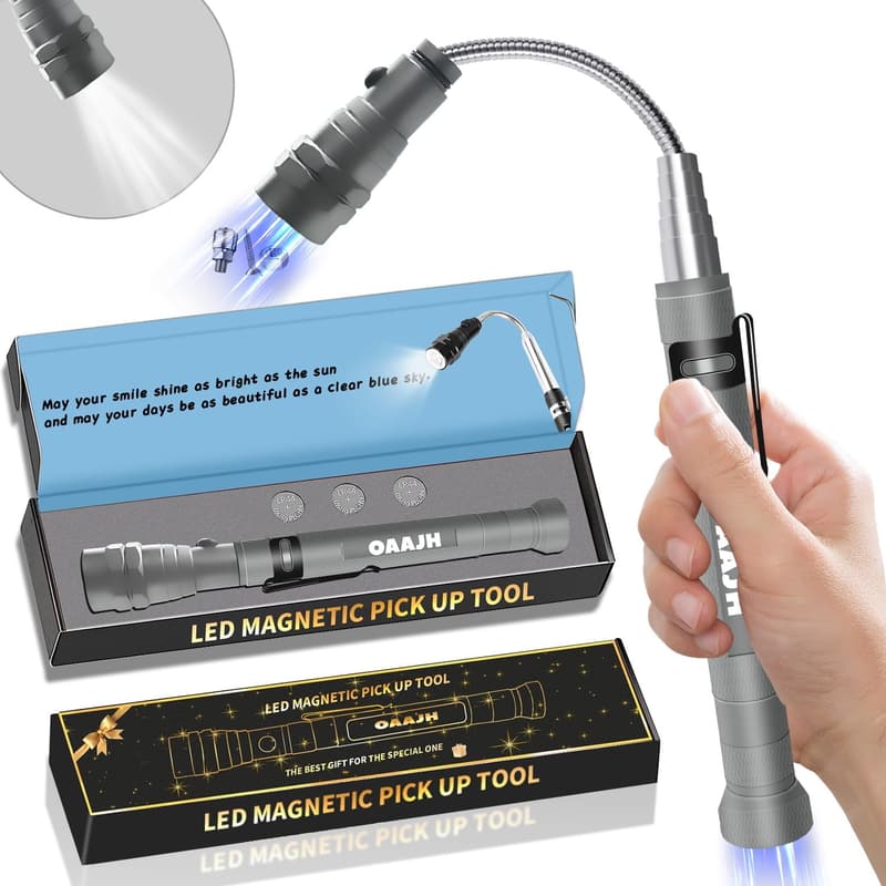 Magnetic Pickup Tool with 3 LED Lights - Gifts for Dad