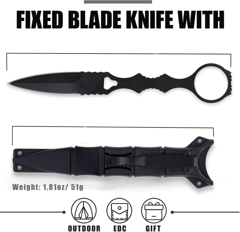 Camping Knife with 440C Steel Blade and Kydex Sheath
