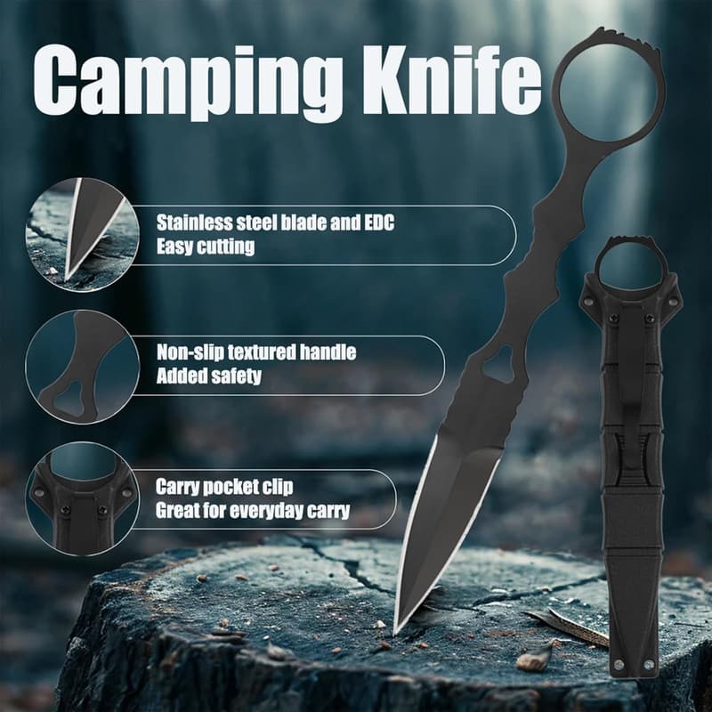 Portable Camping Knife with 440C Steel Blade and Kydex Sheath