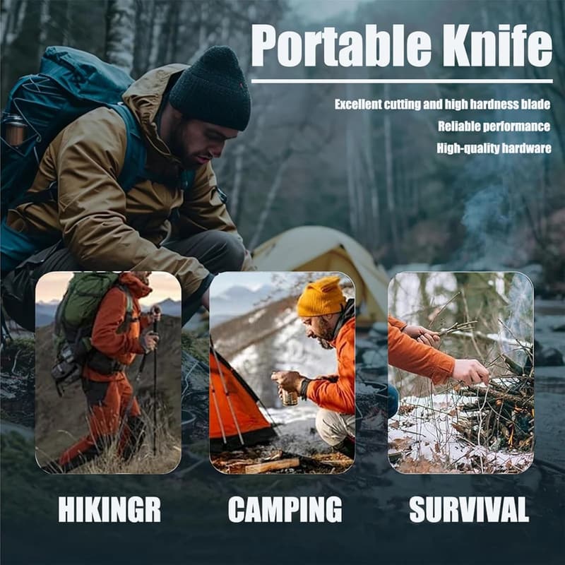 Portable Camping Knife with 440C Steel Blade and Kydex Sheath