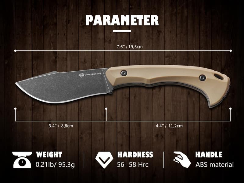 Khaki Survival Knife with Fire Starter & Belt Clip