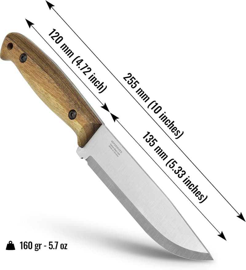 Outdoor Bushcraft Knife with Leather Sheath and Firestarter