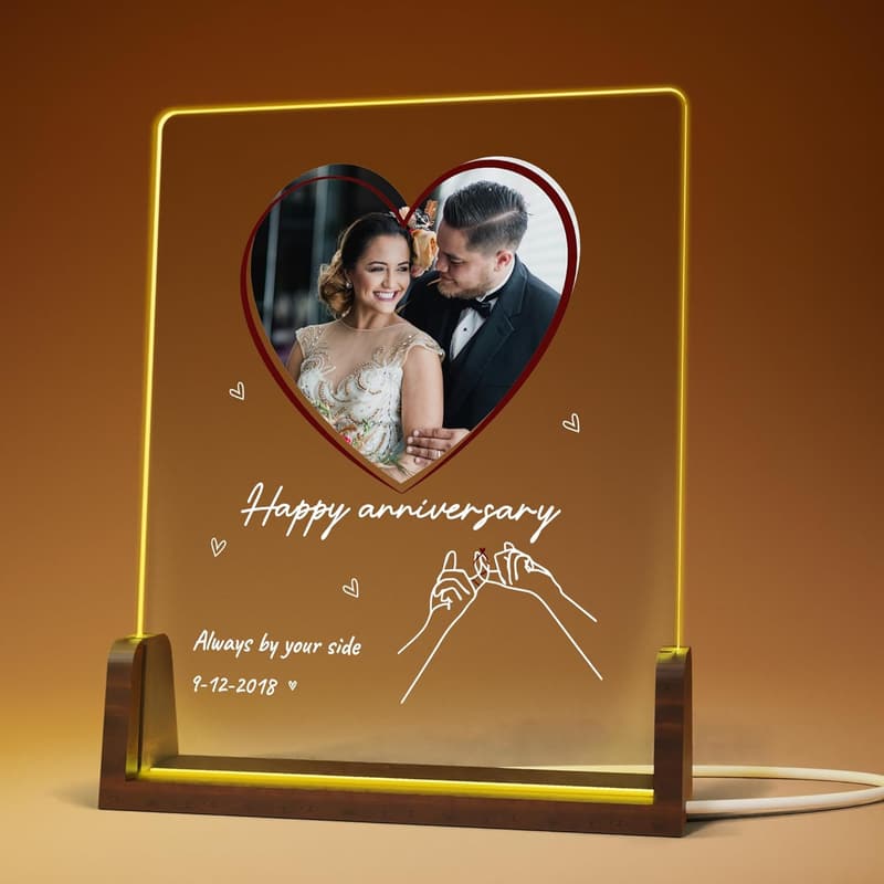 Anniversary Personalized Acrylic Plaque with Photo & LED Lights