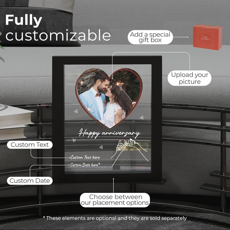 Anniversary Personalized Acrylic Plaque with Photo & LED Lights