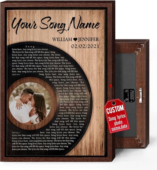 Personalized Song Lyrics Canvas Art for Him - Framed Gift