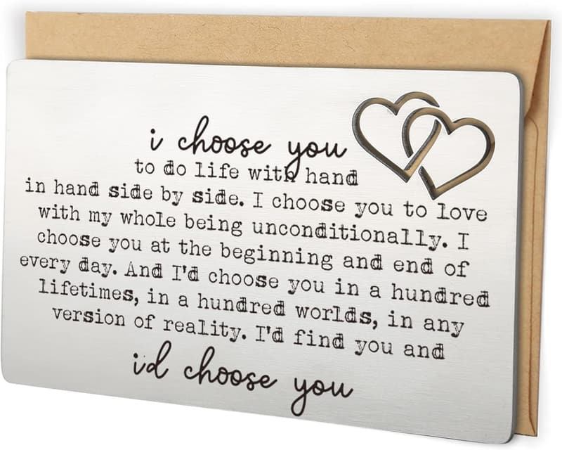 Valentine's Day Husband Gift - I Choose You Metal Wallet Card