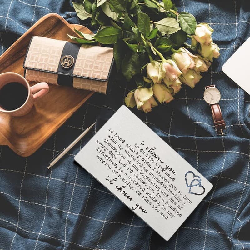 Valentine's Day Husband Gift - I Choose You Metal Wallet Card