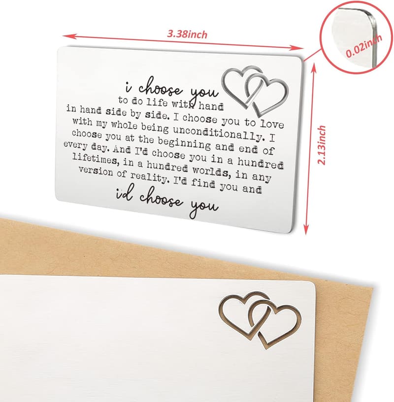 Valentine's Day Husband Gift - I Choose You Metal Wallet Card