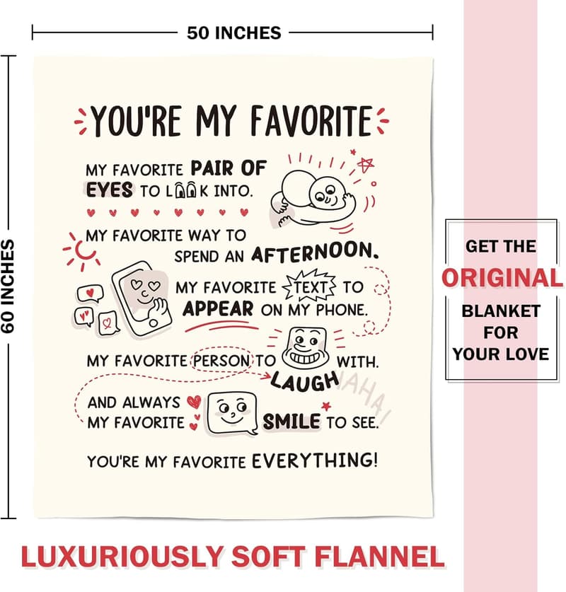 Funny Soft Blanket - Romantic Anniversary Gift for Couples, 60”×50”
